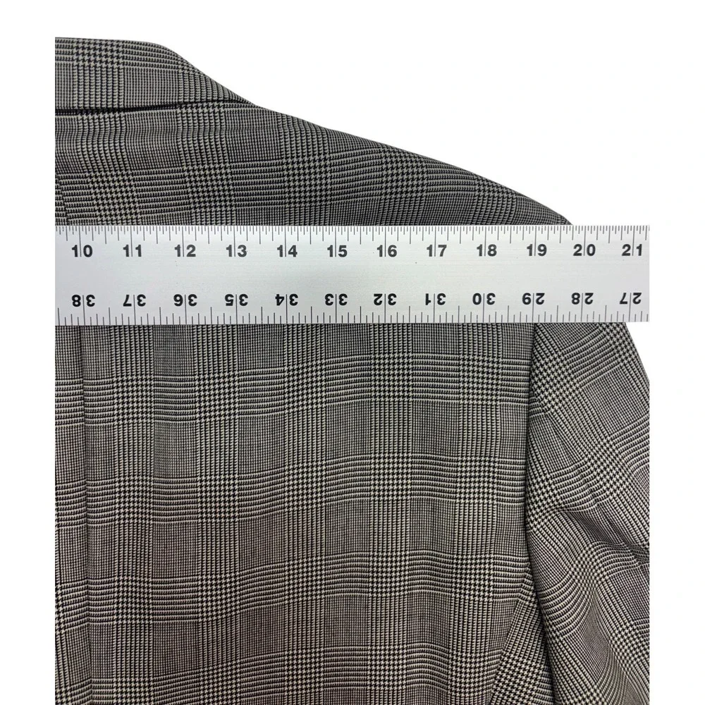 Nautica 42S Black White Glen Plaid Blazer Jacket Sport Suit Coat 100% Wool